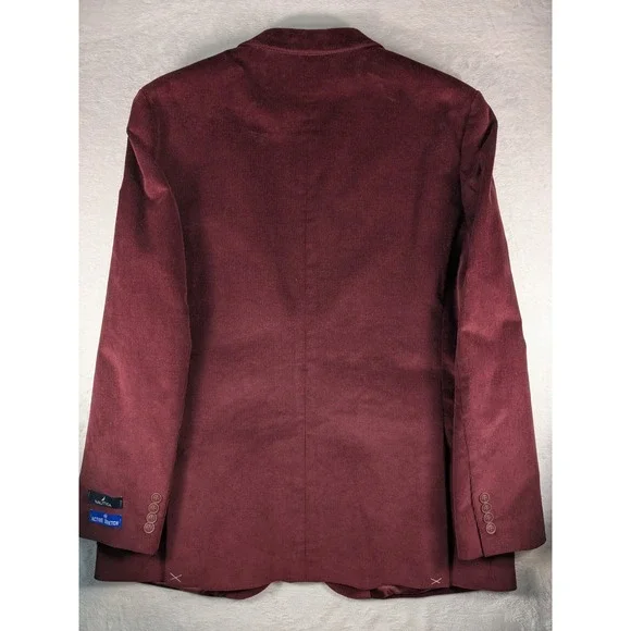 NWT $179 Nautica Mens‎ Corduroy Blazer Burgundy Burgundy Stretch Sport Coat L46